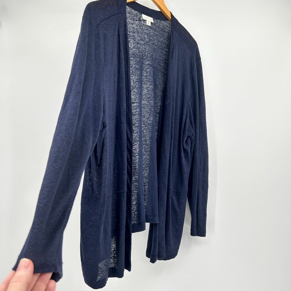 J Jill Love Linen Open Cardigan Womens 2X Minimalist Coastal Lightweight Pockets